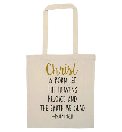 Christ is Born Psalm 96:11 natural tote bag
