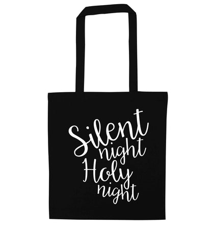 Silent night holy night black tote bag