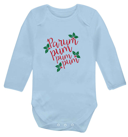 Pa rum pum pum pum baby vest long sleeved pale blue 6-12 months