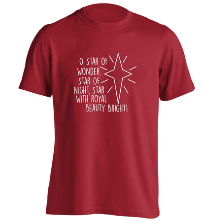 Oh star of wonder star of night, star with royal beauty bright adults unisex red Tshirt 2XL