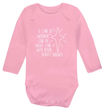 Oh star of wonder star of night, star with royal beauty bright baby vest long sleeved pale pink 6-12 months