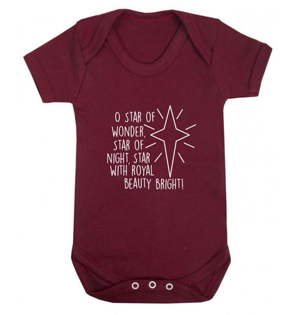 Oh star of wonder star of night, star with royal beauty bright baby vest maroon 18-24 months
