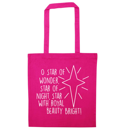 Oh star of wonder star of night, star with royal beauty bright pink tote bag