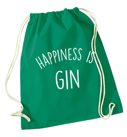Happiness is gin green drawstring bag