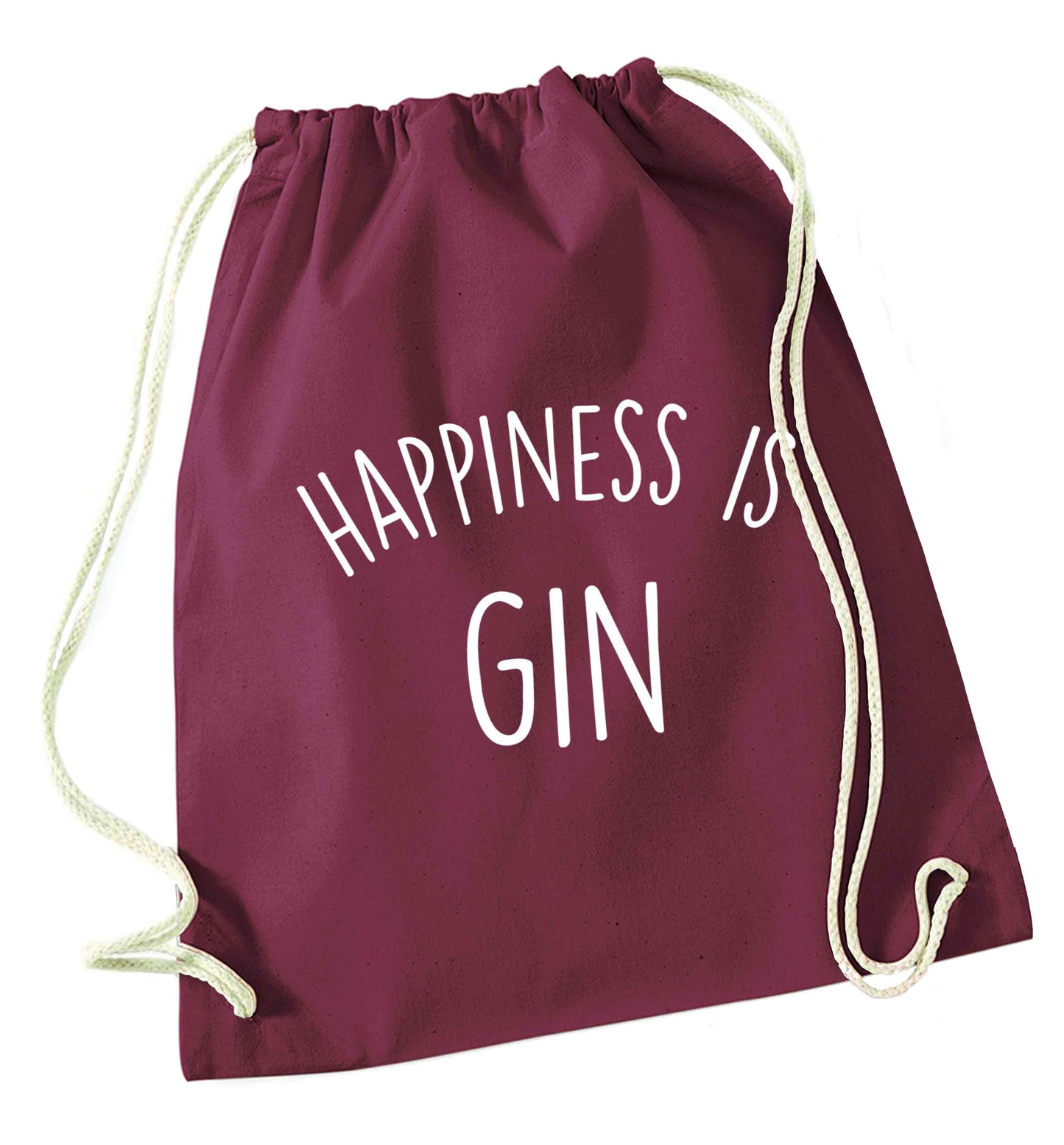 Happiness is gin maroon drawstring bag