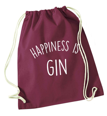 Happiness is gin maroon drawstring bag