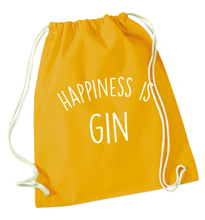 Happiness is gin mustard drawstring bag