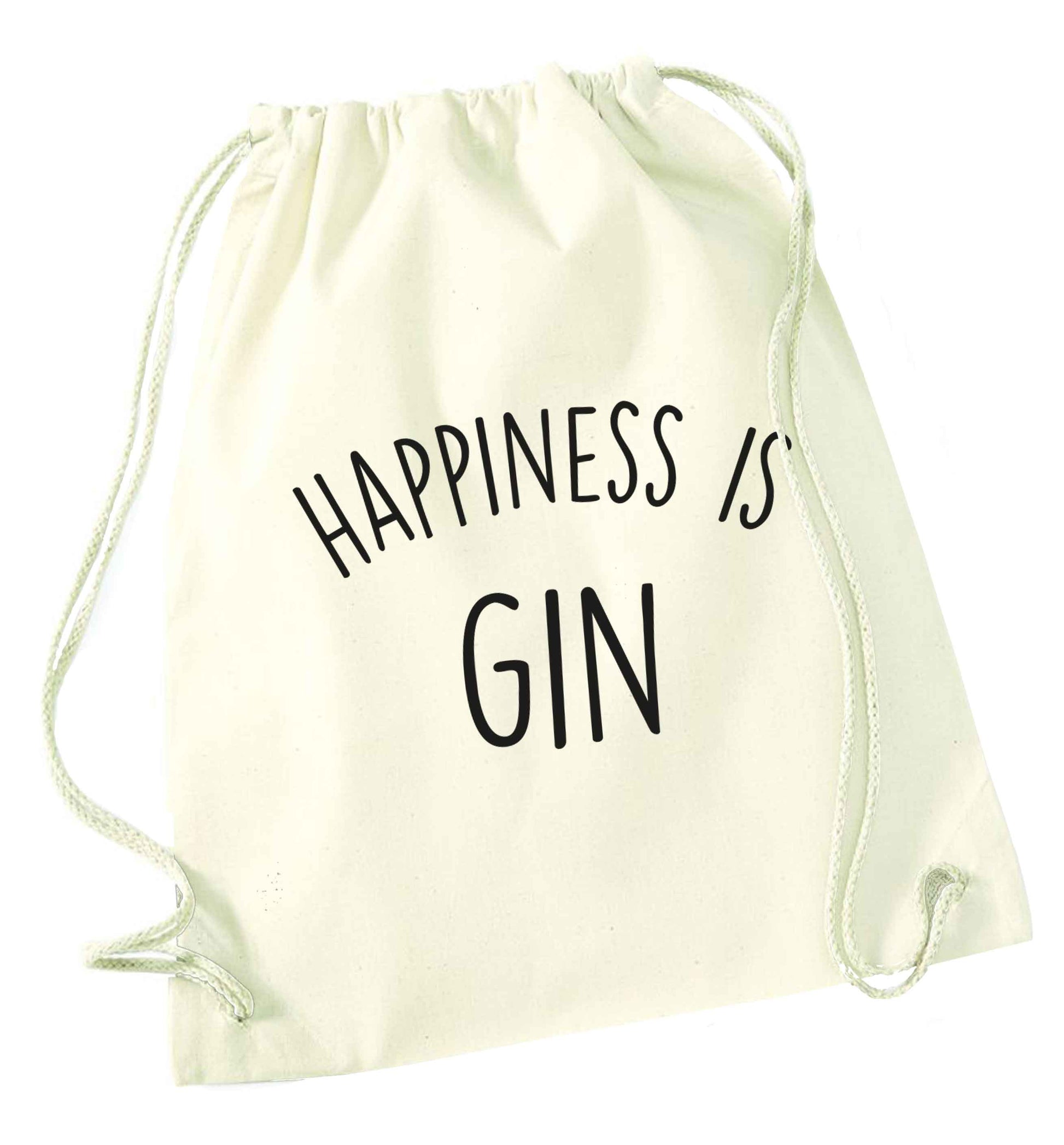 Happiness is gin natural drawstring bag