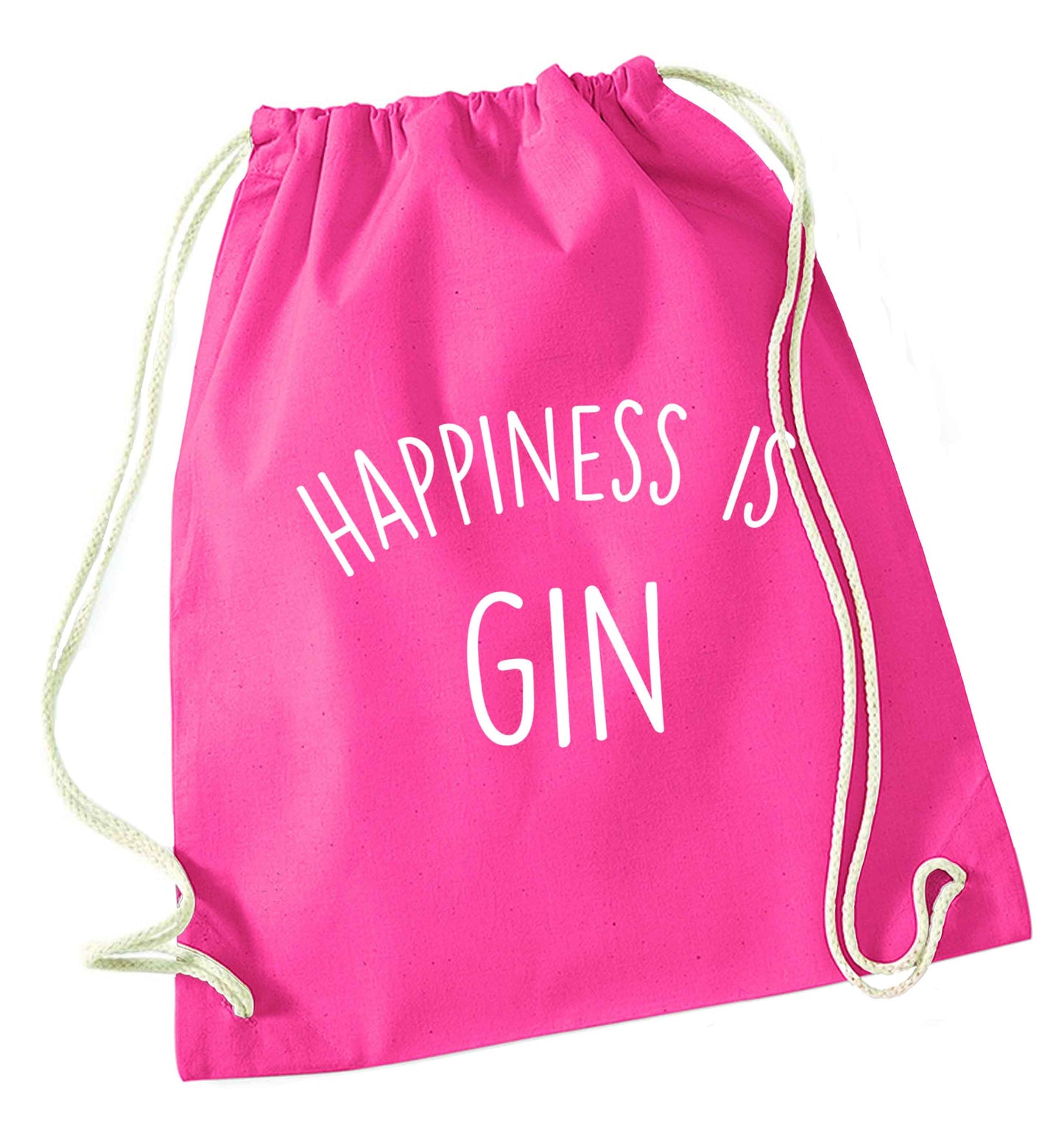 Happiness is gin pink drawstring bag