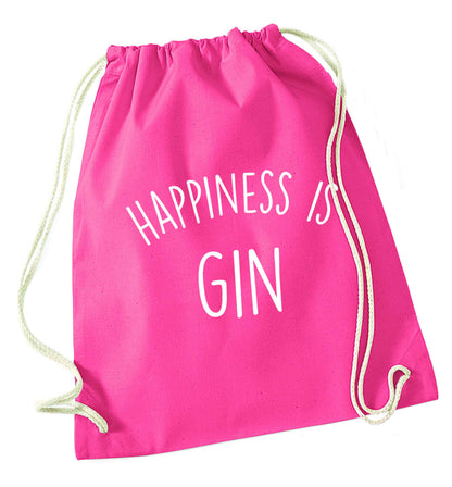 Happiness is gin pink drawstring bag