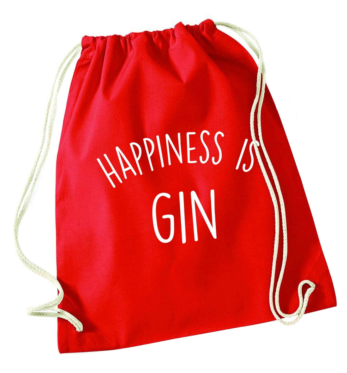 Happiness is gin red drawstring bag 