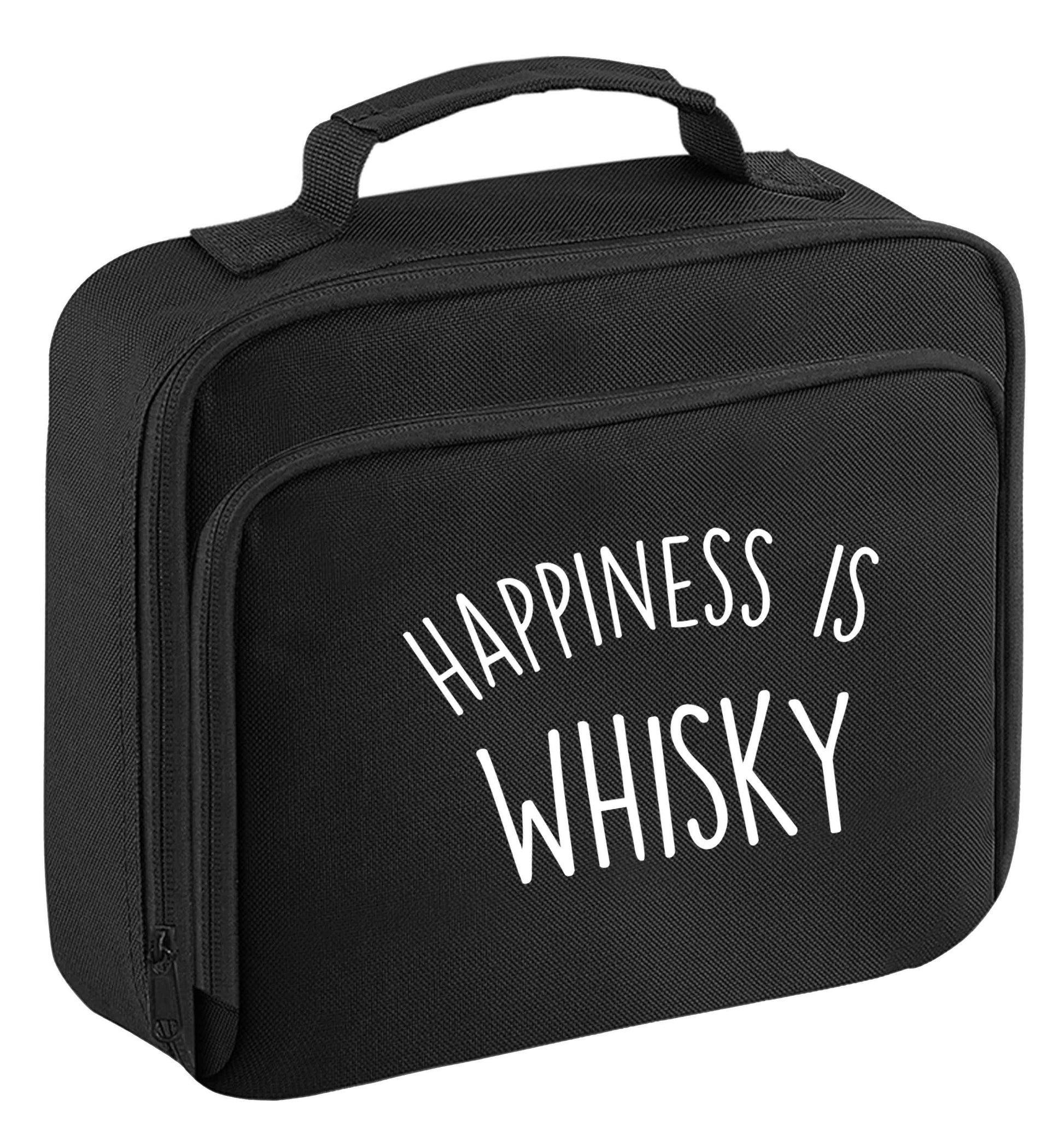 Happiness is whisky insulated black lunch bag cooler