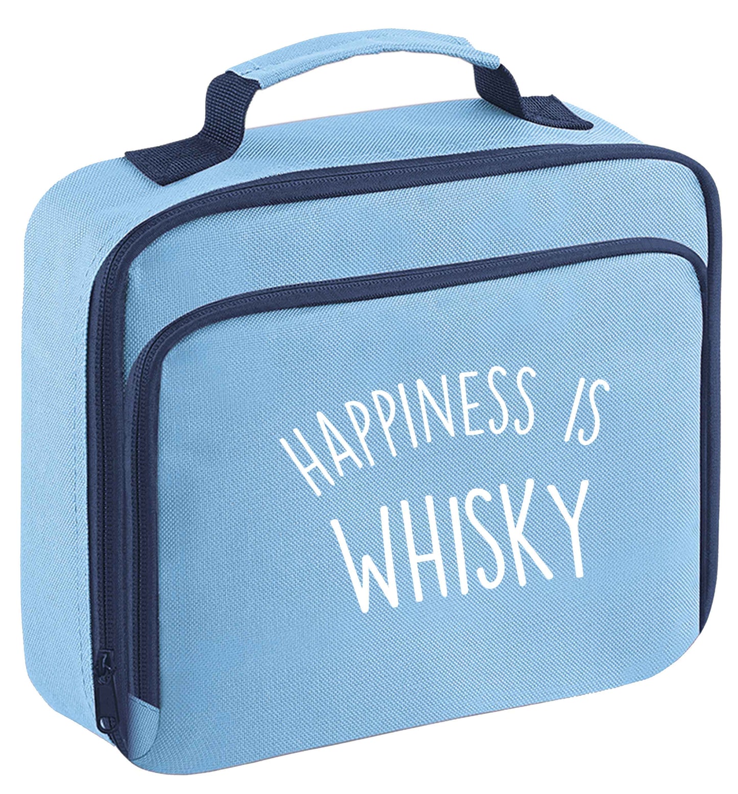 Happiness is whisky insulated blue lunch bag cooler
