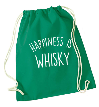 Happiness is whisky green drawstring bag