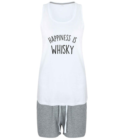Happiness is whisky size XL women's pyjama shorts set in pink 
