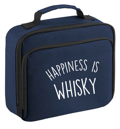 Happiness is whisky insulated navy lunch bag cooler