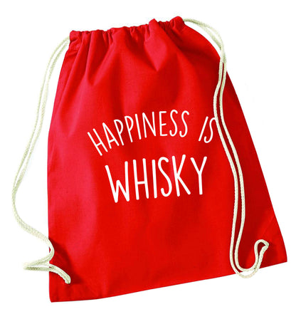 Happiness is whisky red drawstring bag 