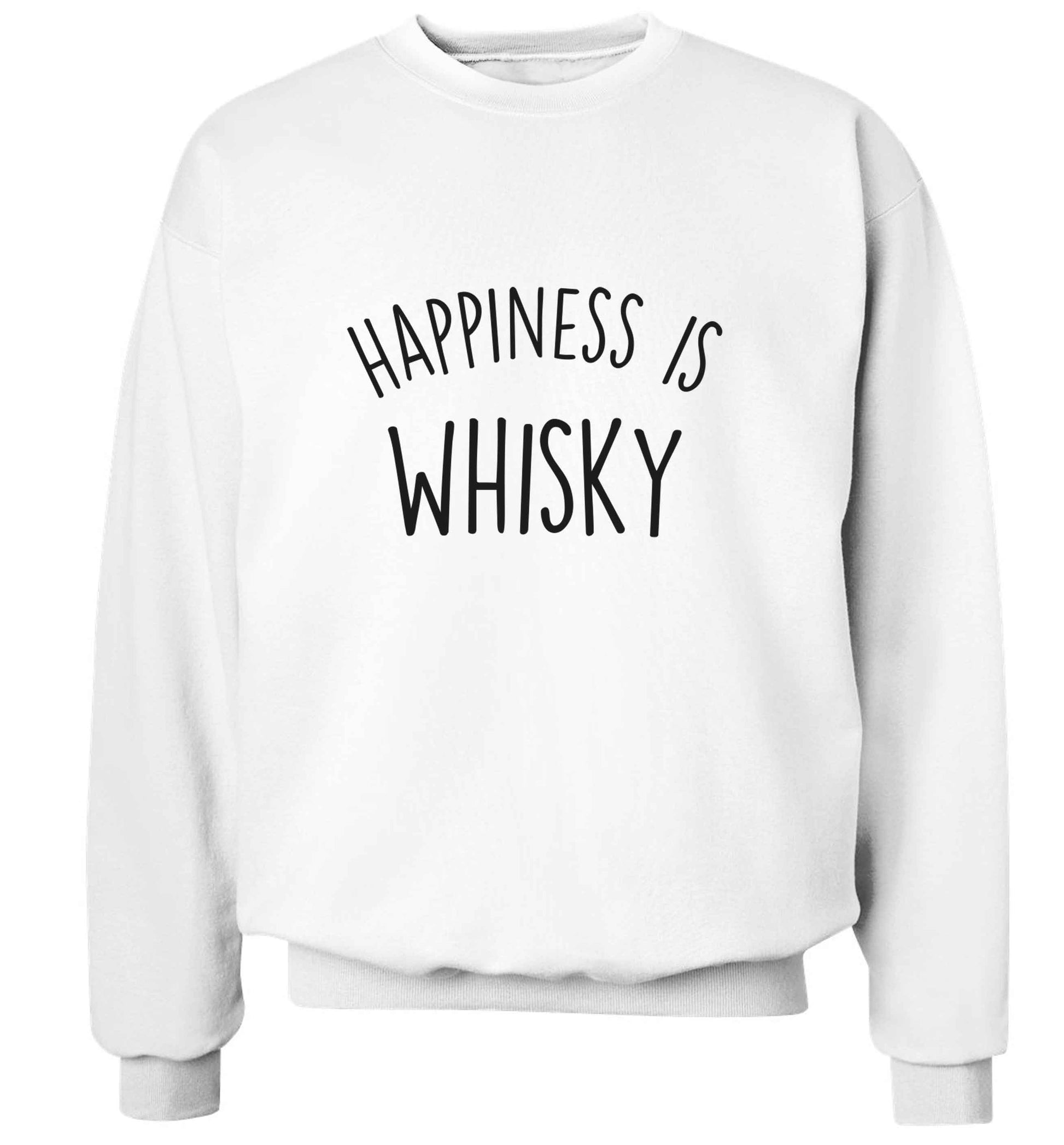 Happiness is whisky adult's unisex white sweater 2XL