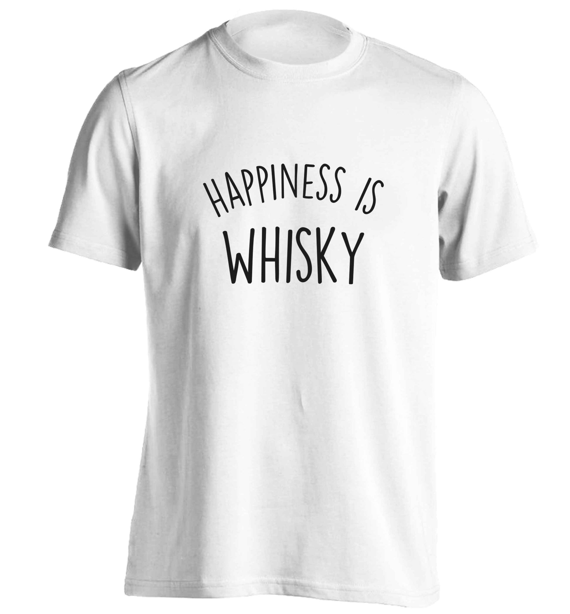 Happiness is whisky adults unisex white Tshirt 2XL