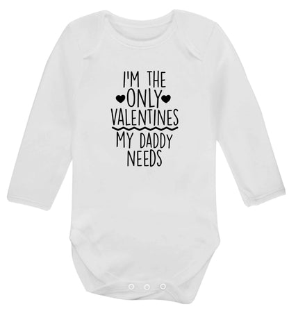 I'm the only valentines my daddy needs baby vest long sleeved white 6-12 months