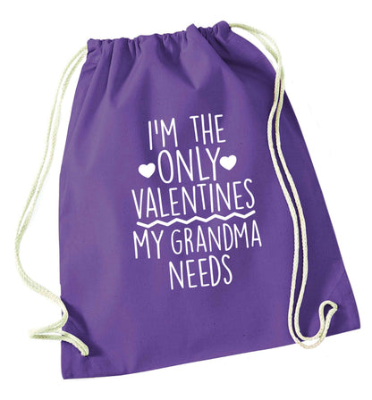 I'm the only valentines my grandma needs purple drawstring bag