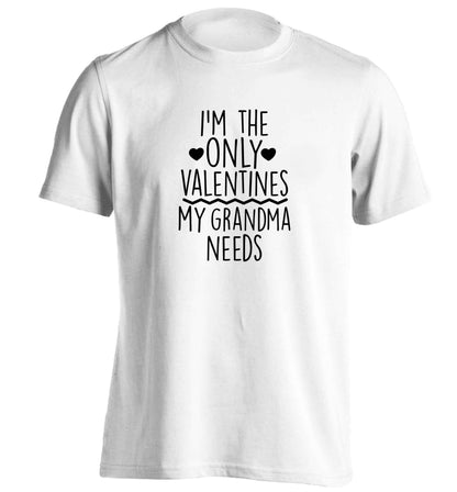I'm the only valentines my grandma needs adults unisex white Tshirt 2XL