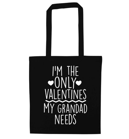 I'm the only valentines my grandad needs black tote bag