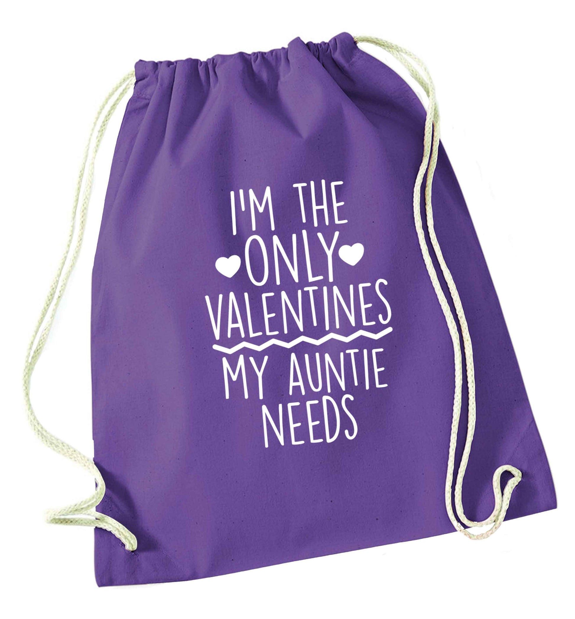 I'm the only valentines my auntie needs purple drawstring bag