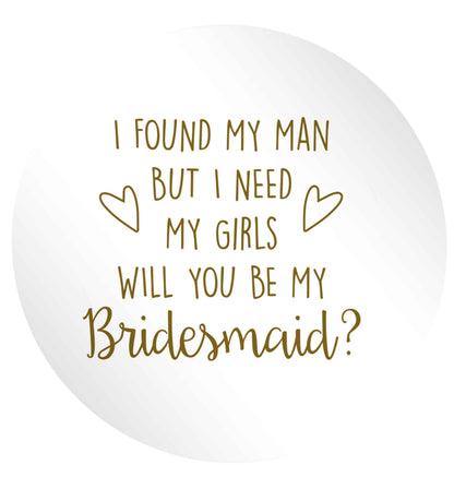 I found my man but I need my girls will you be my bridesmaid? 24 @ 45mm matt circle stickers