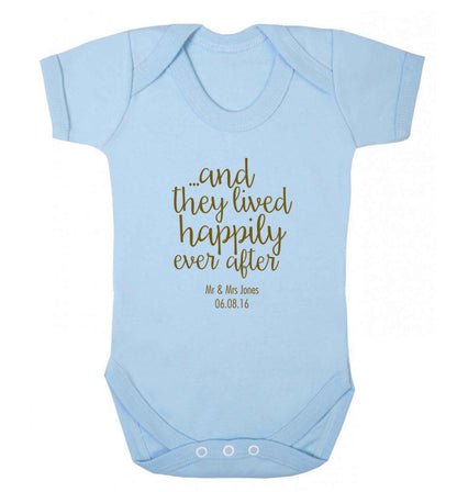 ...and they lived happily ever after - personalised date and names baby vest pale blue 18-24 months