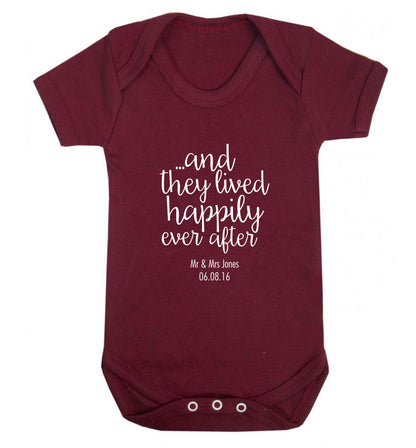 ...and they lived happily ever after - personalised date and names baby vest maroon 18-24 months