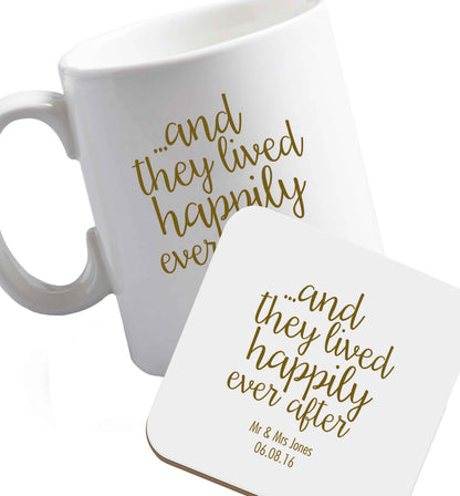10 oz Favourite Type Pan Pancake ceramic mug and coaster set right handed