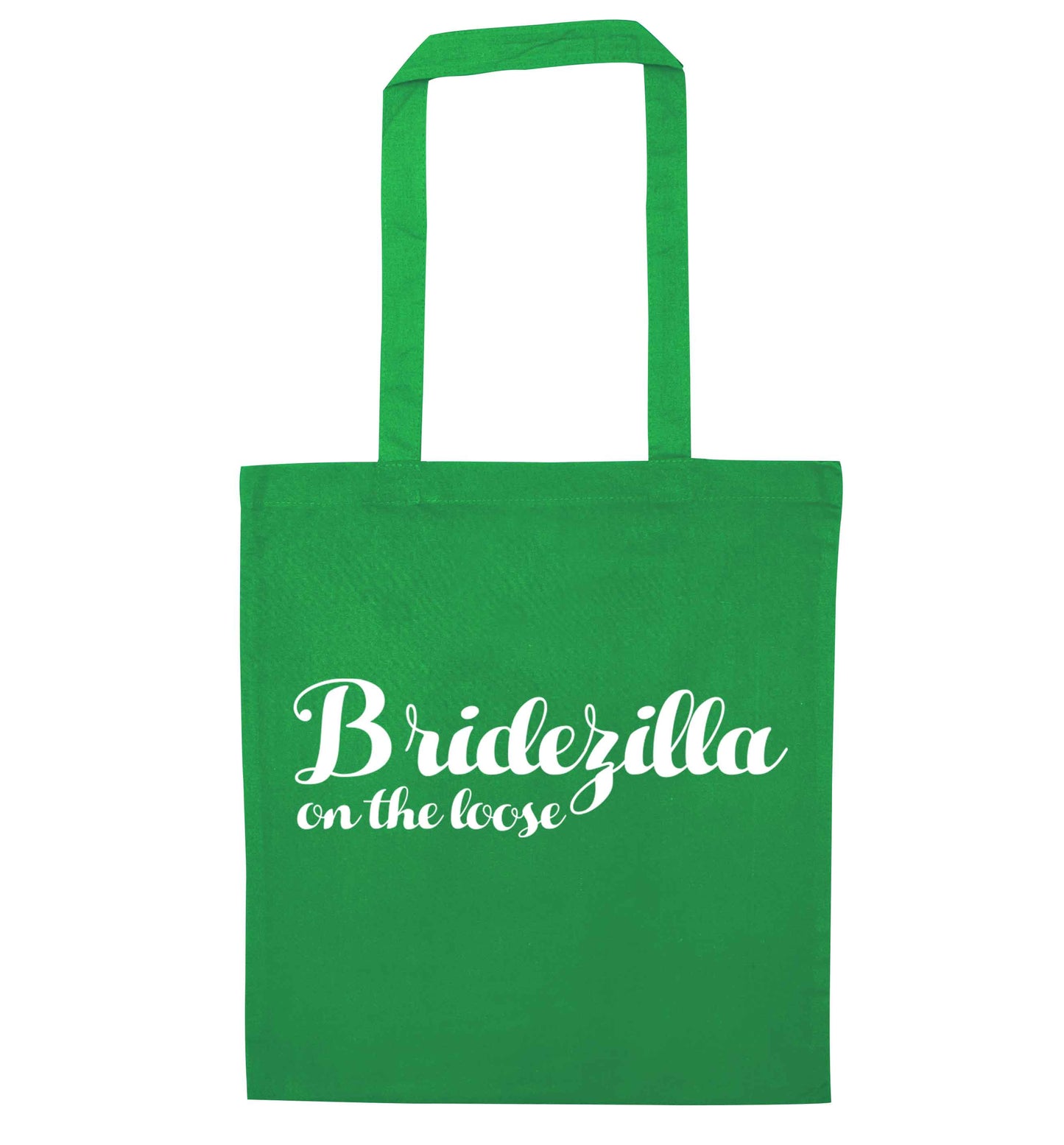 Bridezilla on the loose green tote bag