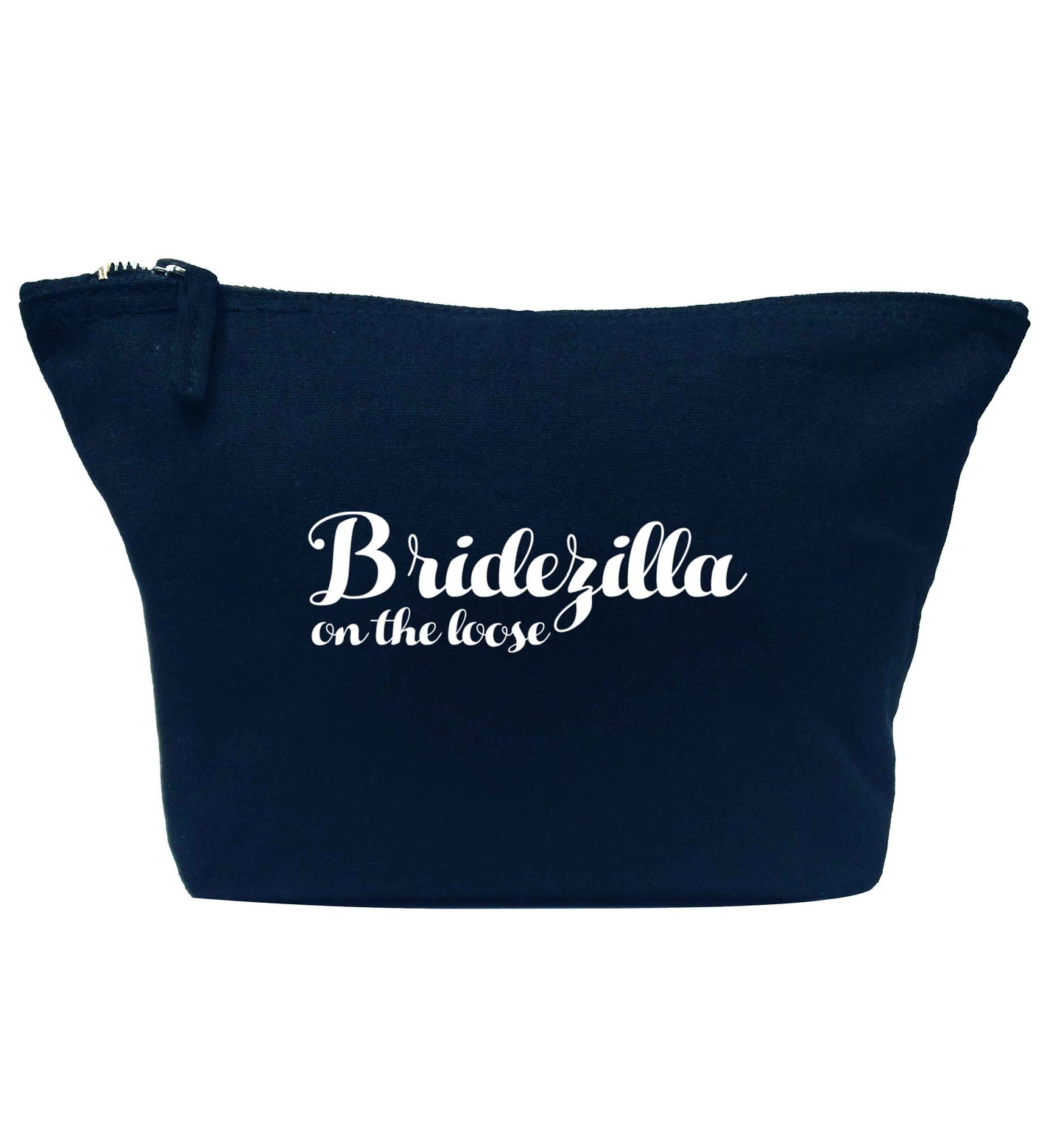 Bridezilla on the loose navy makeup bag