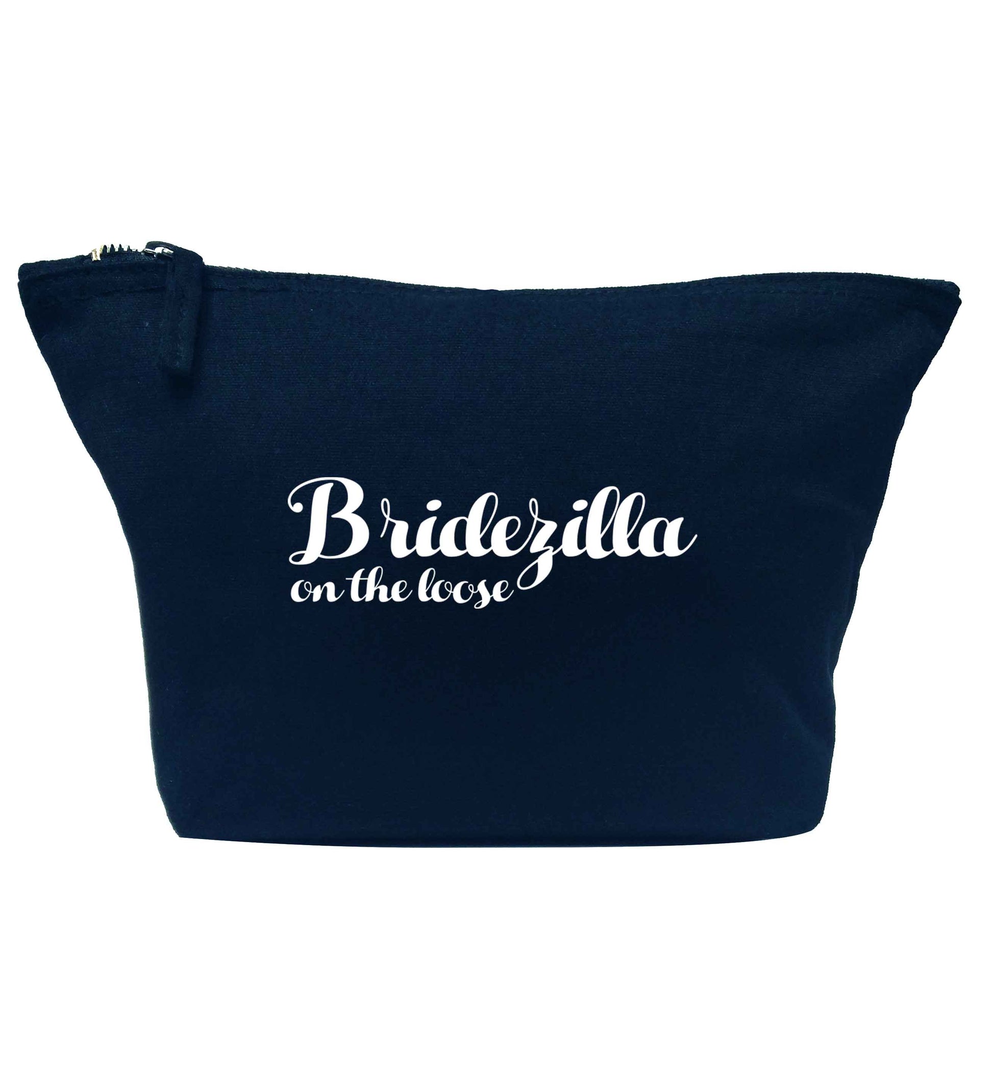 Bridezilla on the loose navy makeup bag