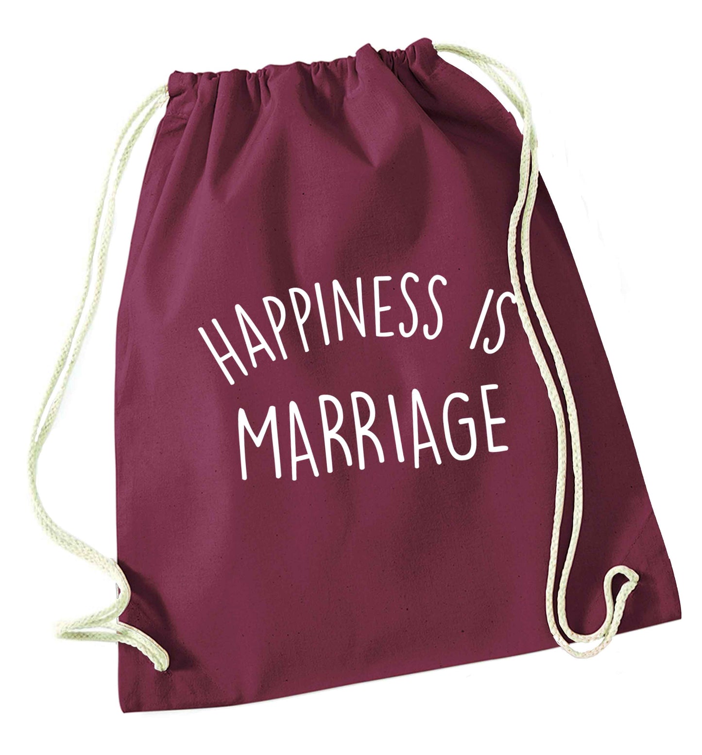 Happiness is marriage maroon drawstring bag