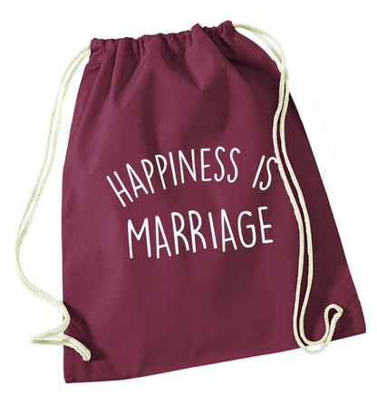 Happiness is marriage maroon drawstring bag