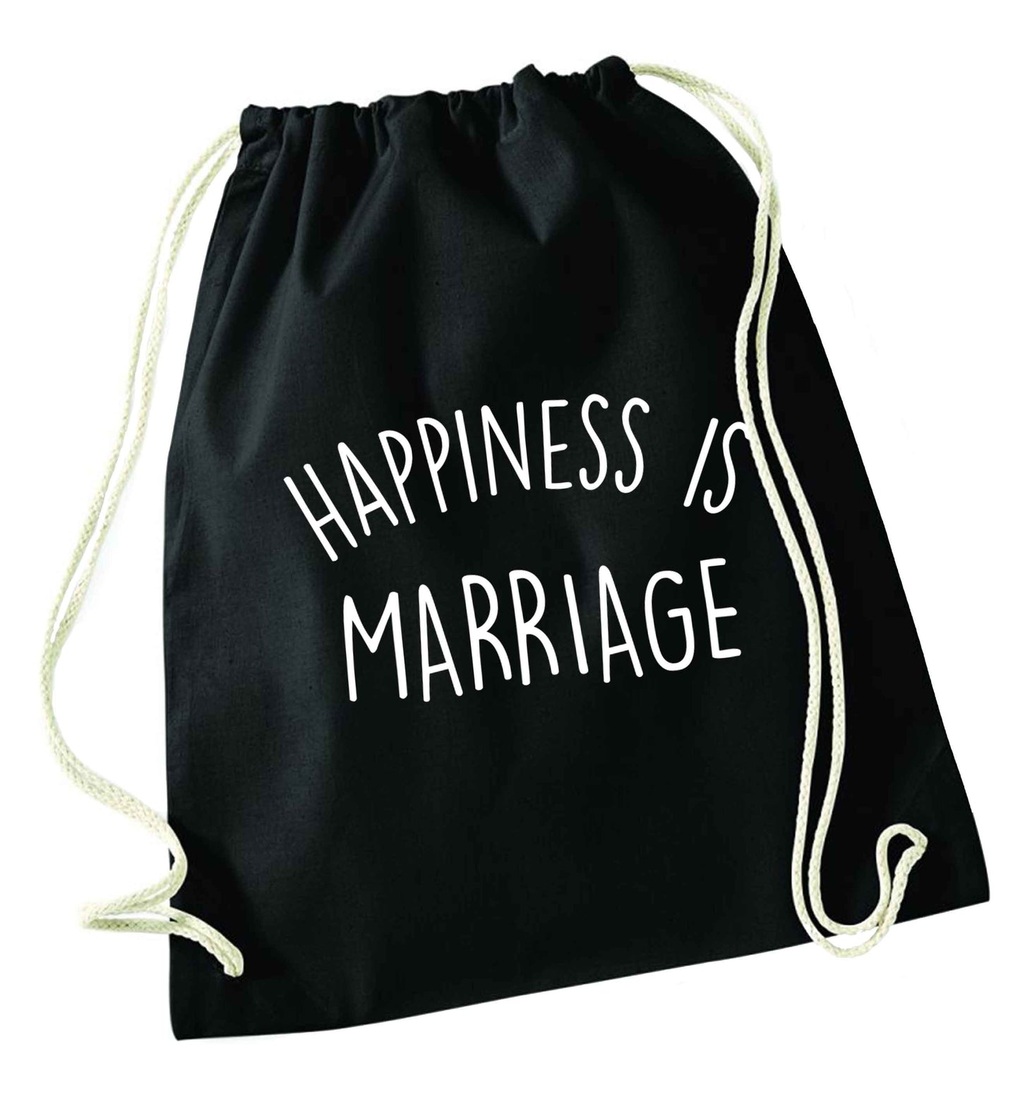 Happiness is wedding planning black drawstring bag