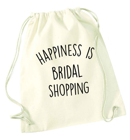 Happiness is bridal shopping natural drawstring bag