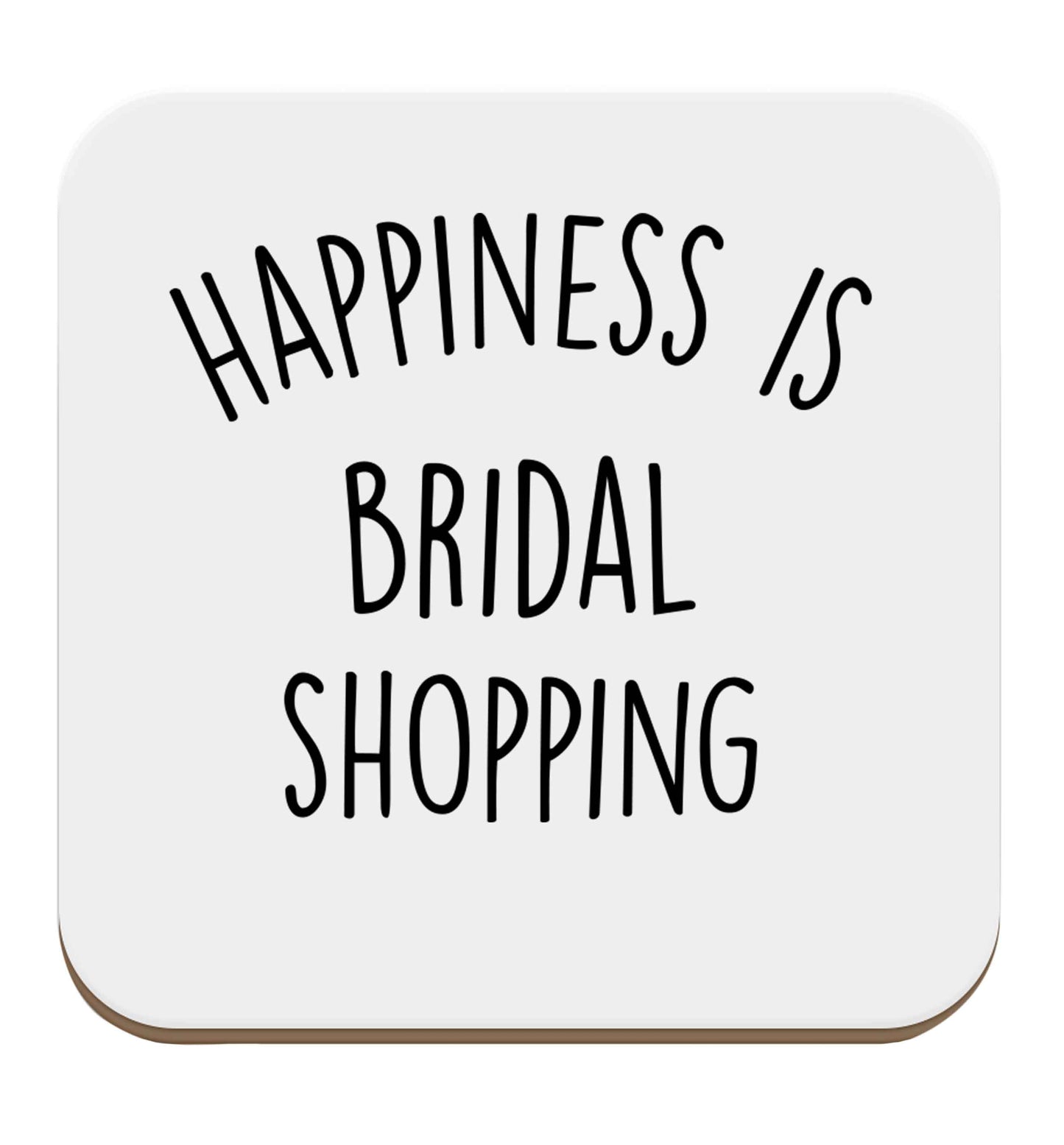 Happiness is bridal shopping set of four coasters