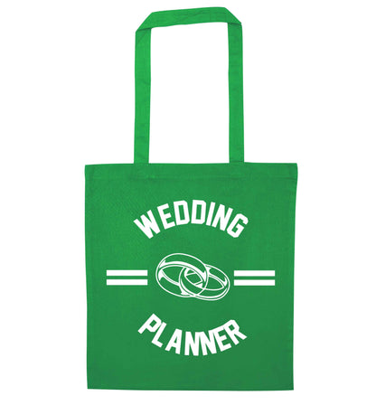 Wedding planner green tote bag