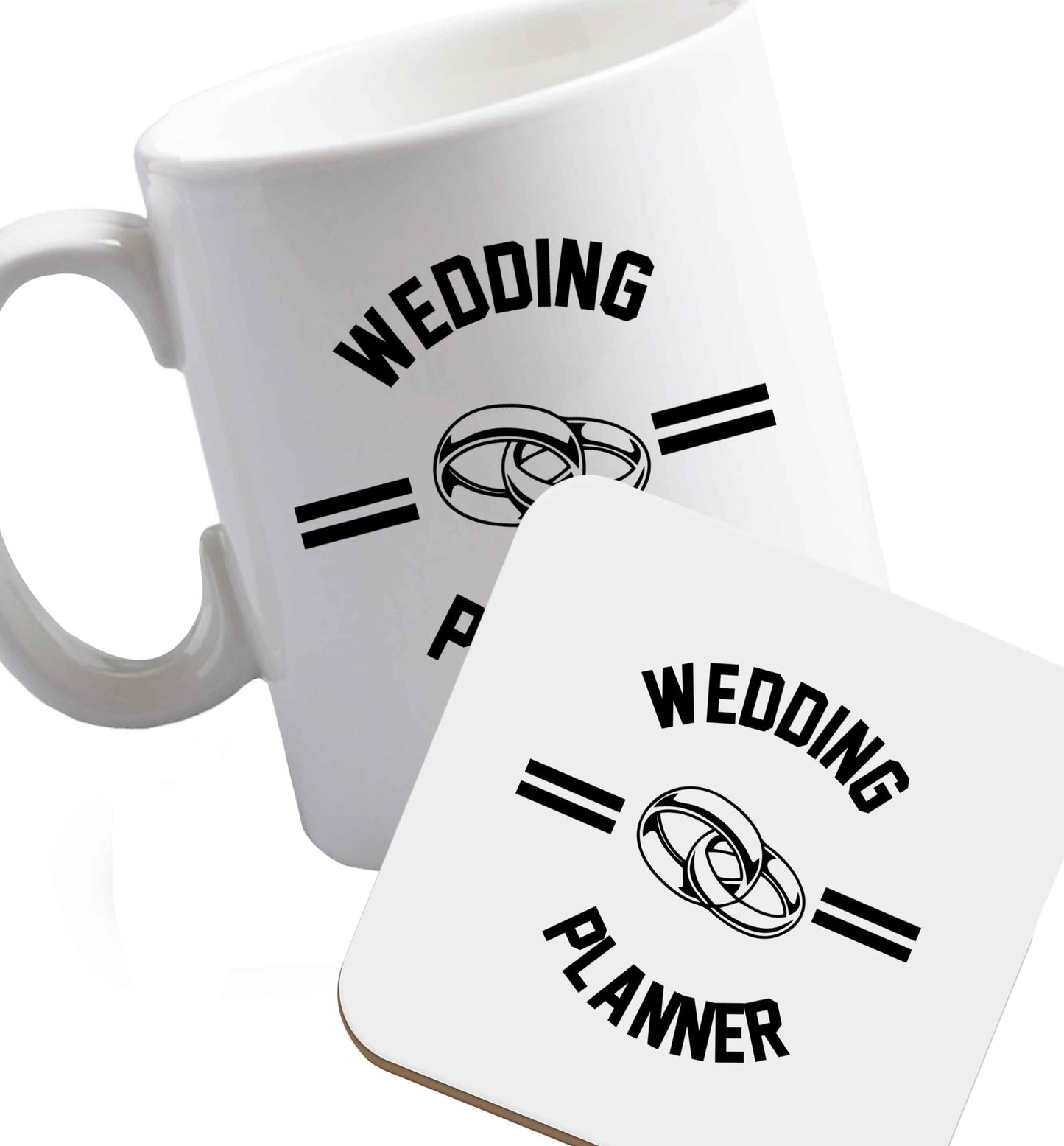 10 oz Favourite Type Pan Pancake ceramic mug and coaster set right handed