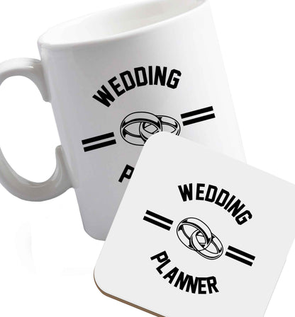 10 oz Favourite Type Pan Pancake ceramic mug and coaster set right handed