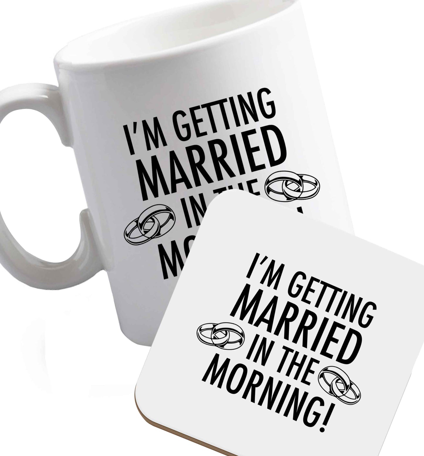 10 oz Favourite Type Pan Pancake ceramic mug and coaster set right handed