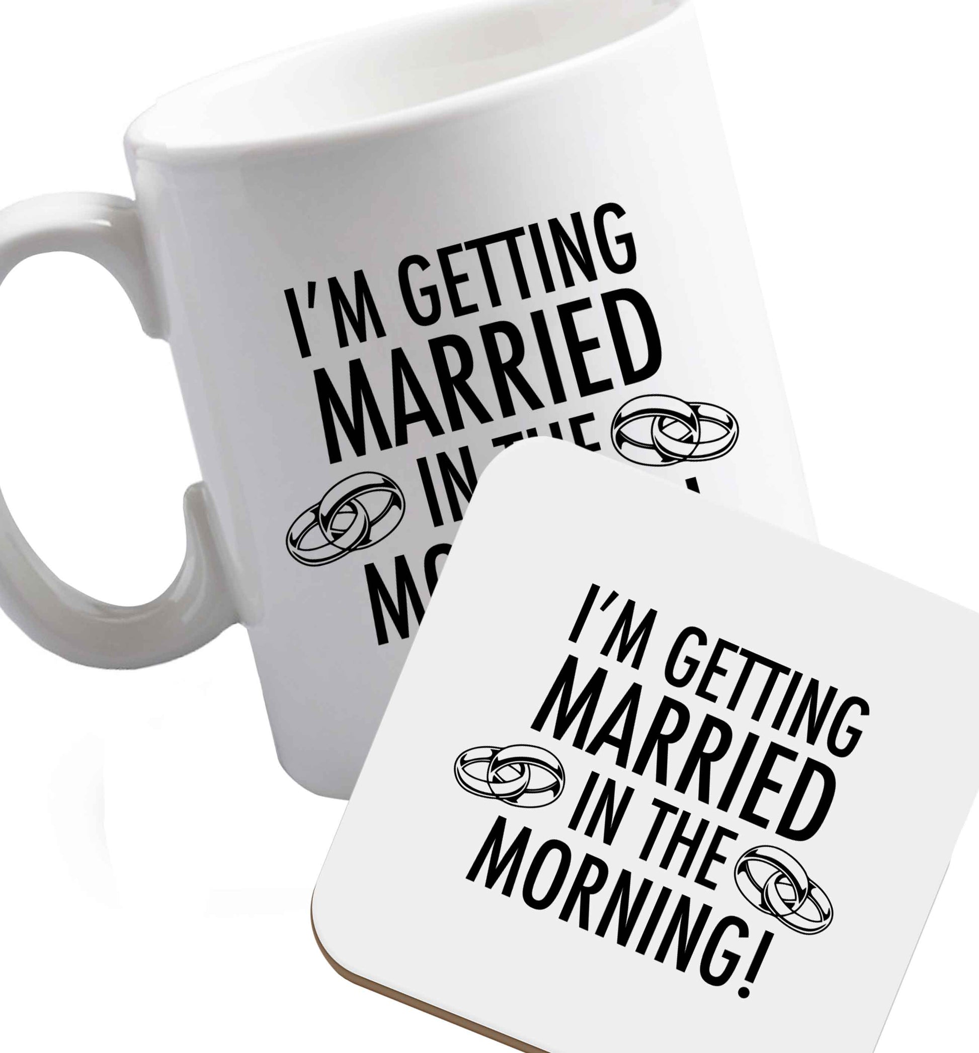 10 oz Favourite Type Pan Pancake ceramic mug and coaster set right handed