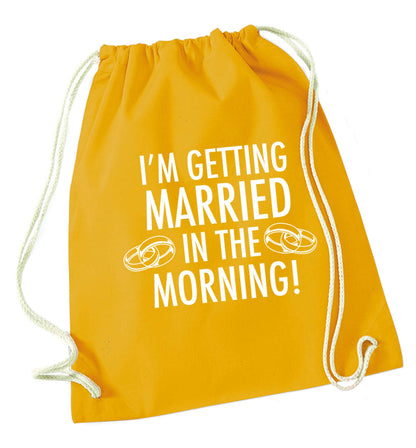 I'm getting married in the morning! mustard drawstring bag