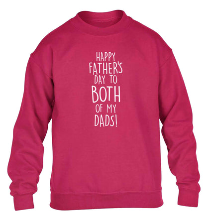 Happy Father's day to both of my dads children's pink sweater 12-13 Years