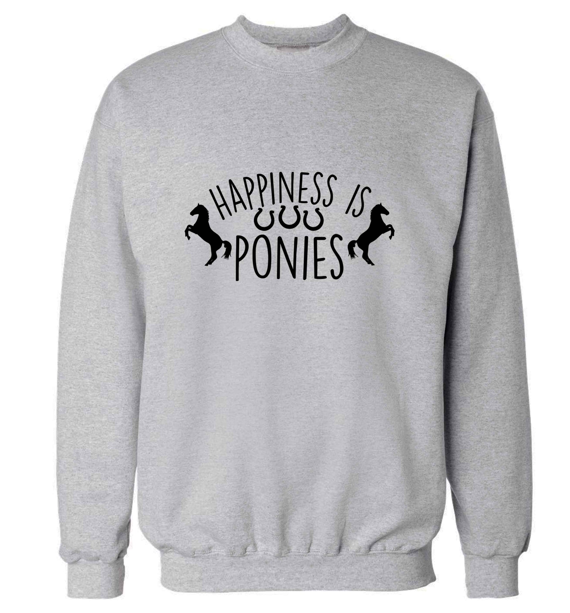 Happiness is ponies adult's unisex grey sweater 2XL