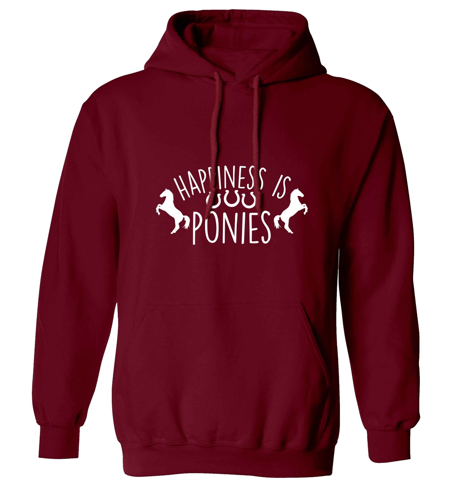 Happiness is ponies adults unisex maroon hoodie 2XL