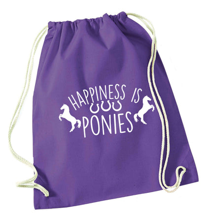 Happiness is ponies purple drawstring bag
